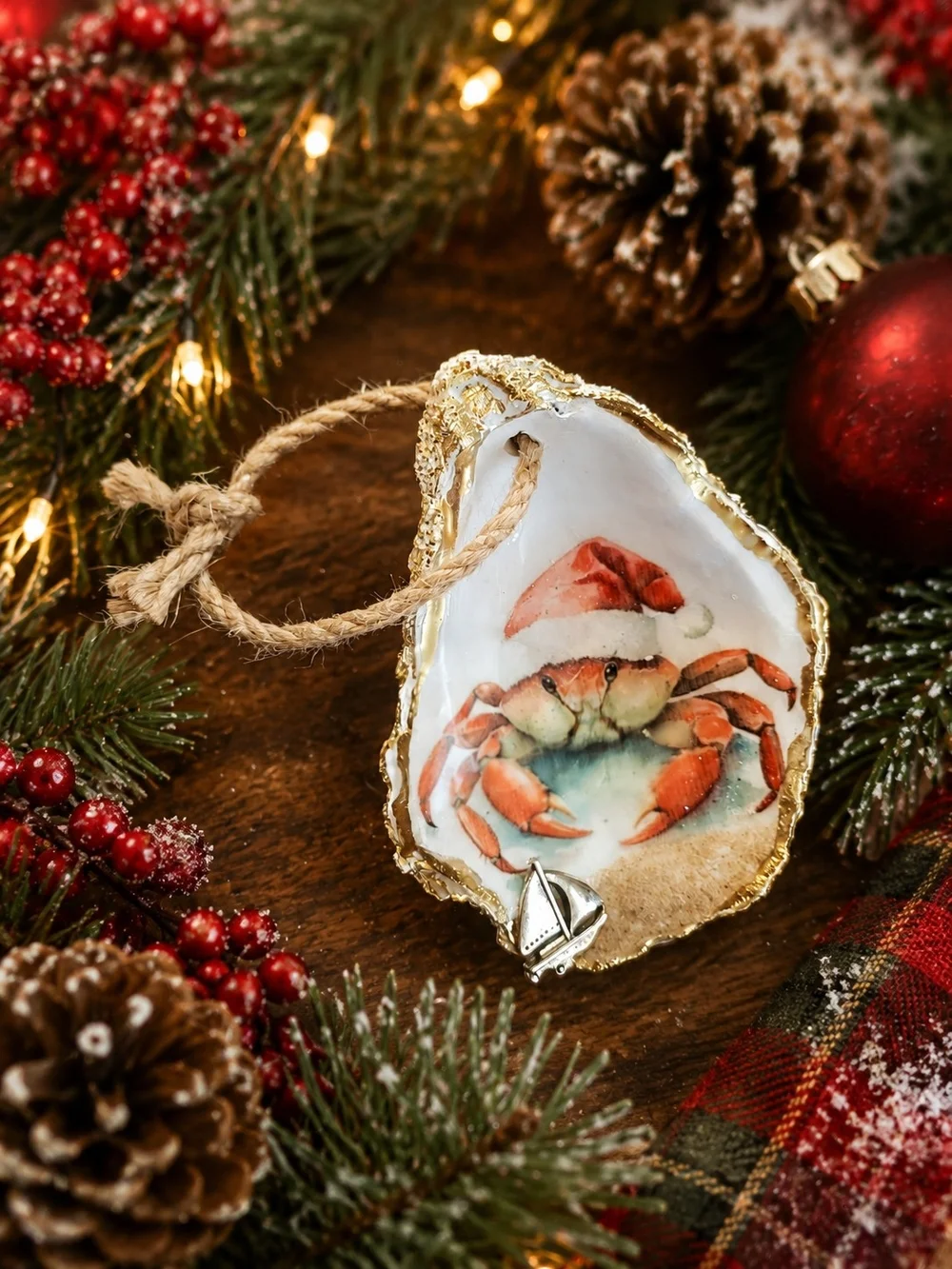 Handcrafted Crab Holiday Ornament